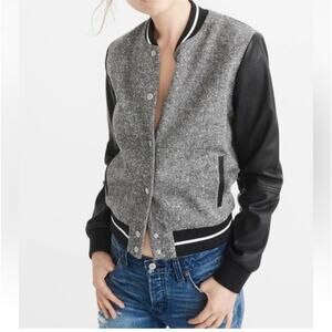 Abercrombie & Fitch Jacket Varsity Bomber Gray Black Size Small